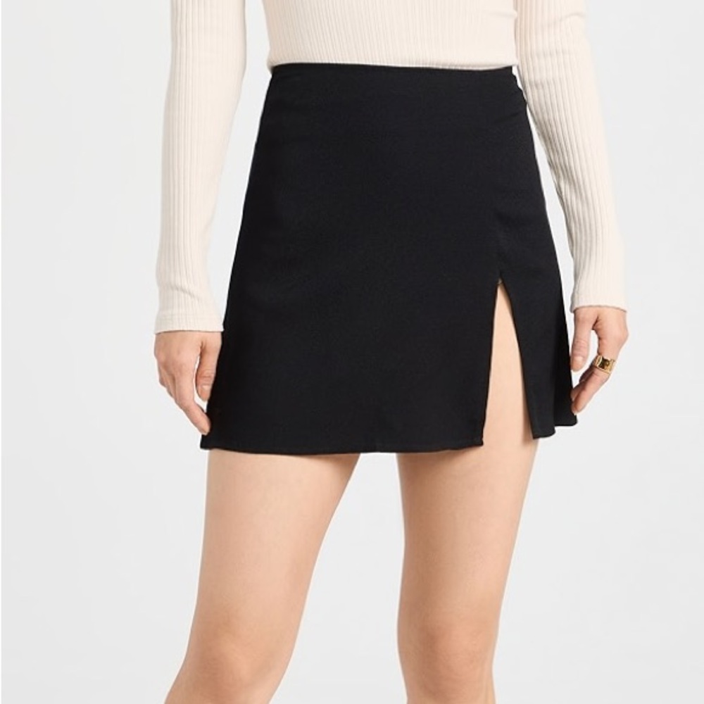 Reformation Black Mini Pencil Skirt with Slit